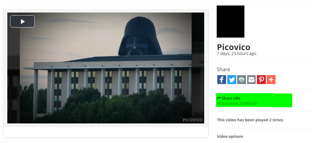 short URL of picovico video